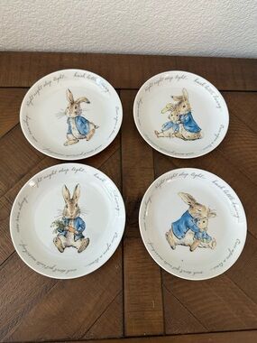Blue Peter Rabbit Ceramic Appetizer Plates (Set of 4) NEW
